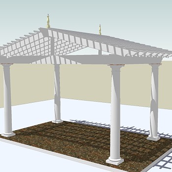 现代简约景观廊架草图大师模型，景观廊架sketchup模型下载