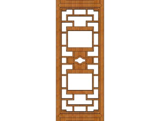 中式雕花窗草图大师模型，中式窗SU模型