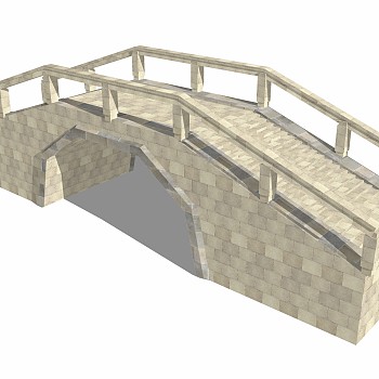 自然风拱桥草图大师模型，拱桥sketchup模型免费下载