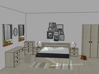 小清新卧室sketchup模型免费下载