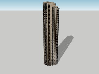 新古典超高层公寓楼草图大师模型，公寓sketchup模型