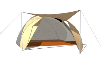 现代简约户外帐篷sketchup模型，帐篷skb文件下载