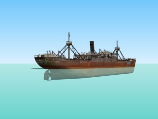 现代货船su模型，货船sketchup模型，货船su素材下载