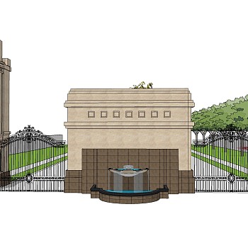 欧式大门su模型下载，sketchup大门skp模型