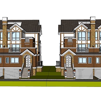 现代简约独栋别墅草图大师模型下载，独栋别墅sketchup模型