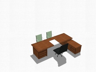 现代实木班台桌su模型，班台桌sketchup模型下载