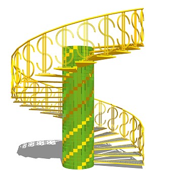 欧式铁艺螺旋楼梯草图大师模型，铁艺螺旋楼梯sketchup模型免费下载