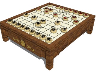  现代中式象棋草图大师模型，象棋sketchup模型下载