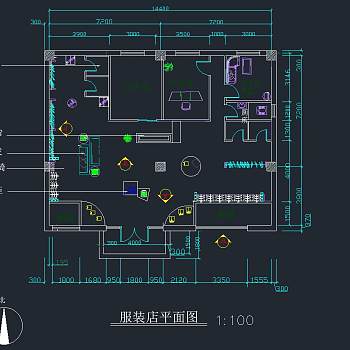 现代服装店设计施工图，服装店CAD施工图纸下载