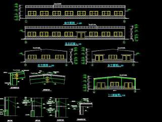 某20米跨轻钢结构厂房设计CAD施工图，厂房轻钢结构CAD施工图纸下载