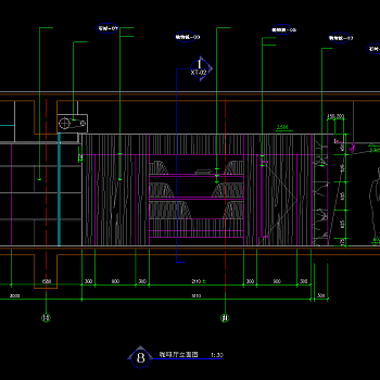 咖啡吧CAD立面图，CAD平面布置图