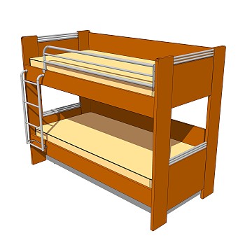 现代高低床铺草图大师模型，儿童床SU模型下载