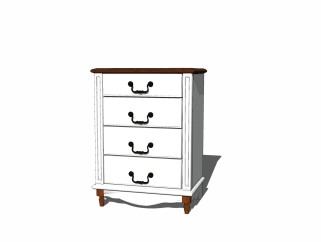美式床头柜免费su模型，床头柜skp模型下载