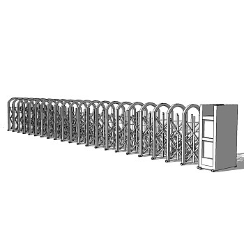 现代自动伸缩门SU模型，自动伸缩门SKP模型下载