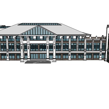 新中式会所建筑草图大师模型，sketchup模型免费下载