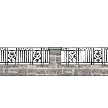 现代围墙围栏草图大师模型，围墙sketchup模型skp模型下载