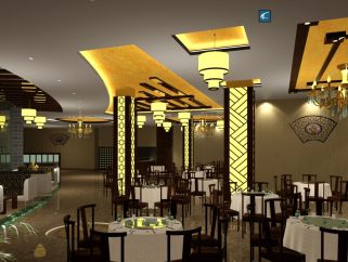 厦门某高速公路服务区中式餐厅，中式餐厅CAD建筑图纸下载