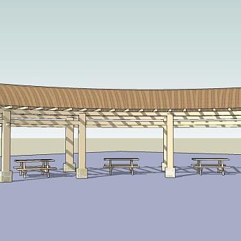 现代廊架草图大师模型，廊架sketchup模型下载