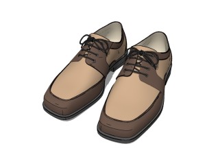 现代男士皮鞋草图大师模型，鞋子SU模型下载