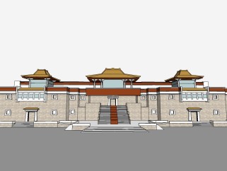 西藏博物馆草图大师模型， 博物馆sketchup模型下载