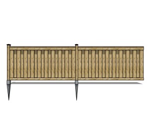 中式木质围墙栏杆su模型下载、木质围墙栏杆草图大师模型下载