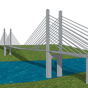 悬索桥设计草图大师模型下载，sketchup悬索桥su模型分享