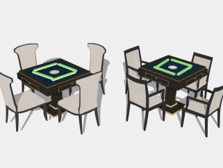 现代休闲麻将机桌椅组合su模型麻将桌sketchup模型下载