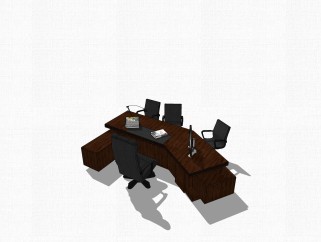 现代实木老板桌草图大师模型，老板桌sketchup模型下载