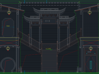 中式模型门楼CAD节点详图，门楼CAD节点施工图纸下载