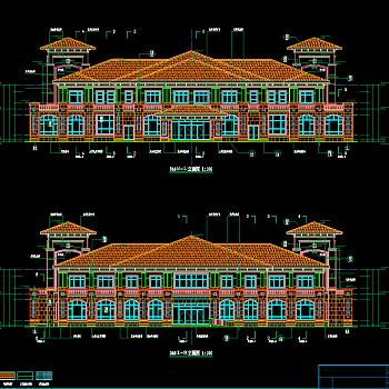 西班牙风格会所建筑施工图，会所建筑CAD施工图纸下载