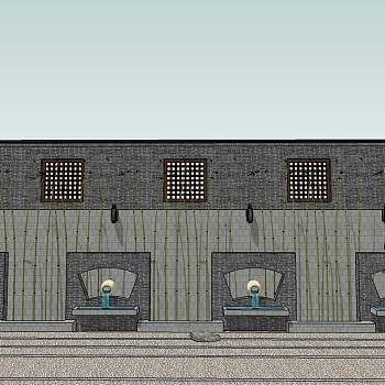 中式院落景墙草图大师模型，景墙sketchup模型skp文件分享