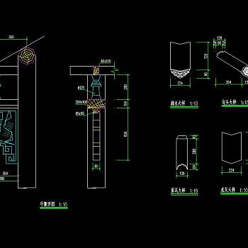 亭廊建筑CAD施工图，廊亭建筑CAD图纸下载