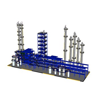 现代3D化工厂草图大师模型下载，工厂su模型