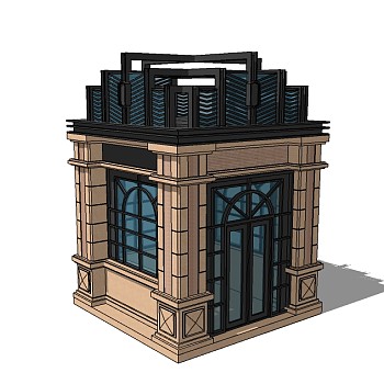 欧式岗亭草图大师模型下载，亭子SU模型