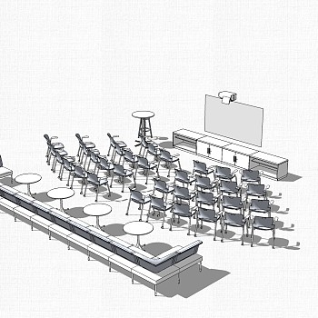 会议台草图大师模型，会议台sketchup模型，会议台su素材下载