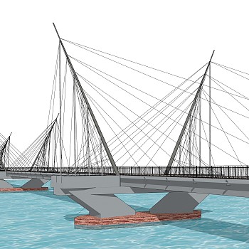 斜拉桥草图大师模型下载，斜拉桥sketchup模型分享