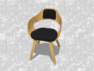  现代曲木背靠椅su模型，椅子草图大师模型下载