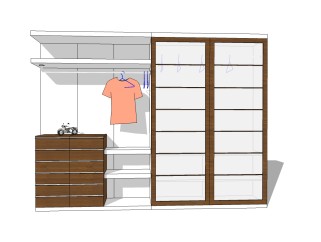 现代衣柜内挂件草图模型，衣服sketchup模型库