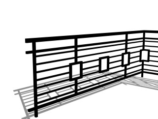 现代栏杆SU模型，栏杆SKB文件下载