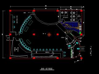 酒吧设计装修方案CAD施工图，酒吧装修设计建筑图纸下载