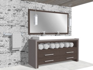 现代浴室柜洗手台草图大师模型，浴室柜架sketchup模型下载