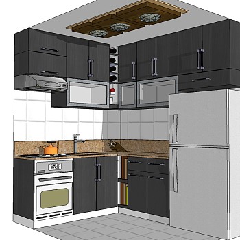 现代橱柜su模型，橱柜sketchup模型下载