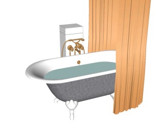 现代陶瓷浴缸sketchup模型，浴缸草图大师模型下载