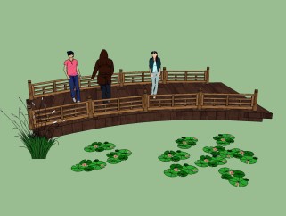 中式景观木桥草图大师模型，景观木桥sketchup模型下载