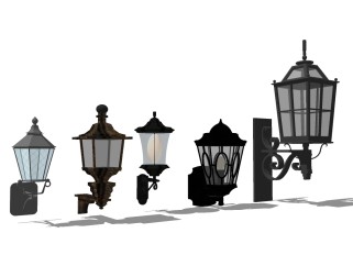 欧式古典壁灯组合草图大师模型，古典壁灯组合sketchup模型下载