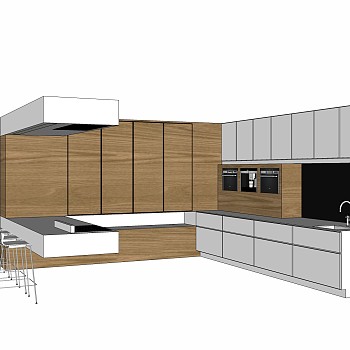 现代厨房柜免费su模型，厨房柜sketchup模型下载