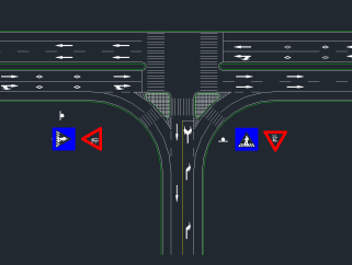 原创停车场图例和路口标志cad图库，路口标志设计施工图纸下载