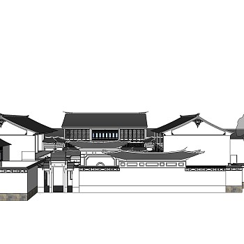 中式古建民房免费su模型下载、古建民房草图大师模型下载