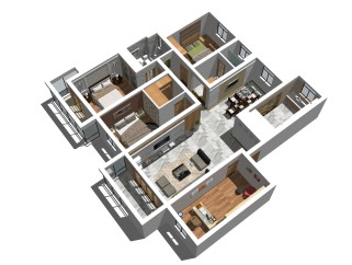 极简风住宅透视草图大师模型，住宅透视sketchup模型下载