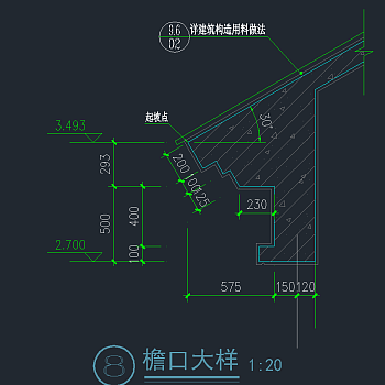 檐口大样CAD图库，檐口CAD建筑图纸下载